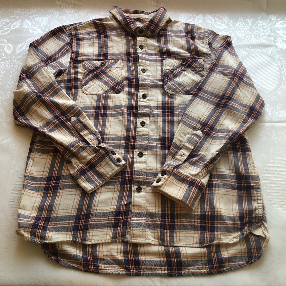 Vans Off The Wall Men’s Size L Tan/Brown Plaid Shirt Long Sleeves Button Down …